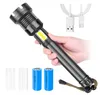 New XHP160+COB Red And White Lights Strong Flashlight Long XHP90USB Rechargeable Light Flashlights For Camping Hiking Out