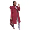 Casacos de trincheira de cor sólida feminina Moda Lepal Warm Winter Jacket Womens casual com botão Coats4311634