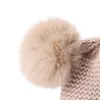 Baby hatt halsduk handskar uppsättningar vinter barn stickad hatt halsduk päls pom pom baby beanies solid färg 3 stycken set dda800