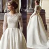 Prachtige Lange Mouw Trouwjurken Trailing Licht Trouwjurk Grote Maat Eenvoudig High-end Custom Hoofd bruiloften Kant Hoge Taille Afslanken Vestido de Novia