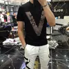 T-shirts masculins 2022 Nouveau créateur de strass de coton en V Merceris