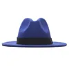 2021 England Style Men Patchwork Felt Jazz Fedoras Women Church and Party Hats Big Wide Brim Ladies Couple Fedora Hats2406856