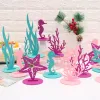 2 stks Zeemeermin Party Coral Zeewier Seahorse DIY Vilt Decor Tafel Desktop Ornament Kinderverjaardagsfeestje Baby Shower Supplies