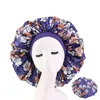 Extra grote Satijn Bonnet Slaap Cap Elastische Band Dames Hoofd Wrap Afrikaanse Patroon Print Bonnet Dames Night Cap Turban Chemo Hat