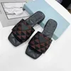 Slippers New Women Shoes Summer Size35 42 Open Toes Geometric Patterns Knitted Fabric Genuine Leather Low Heels Zapatos De Mujer 220304