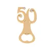 50 unids/lote dos estilos 50. ° diseño 50 años abrebotellas de cerveza dorada número 50 abridor para aniversario de boda cumpleaños
