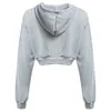Herfst vrouwen solide gewas lange mouw zwart grijs hooded pullover jas casual harajuku vrouwelijke sweatshirt top 3 kleuren1