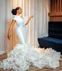 2022 Plus Size Arabo Aso Ebi Elegante sirena Abito da sposa sexy Una spalla Livelli Abiti da sposa Abiti ZJ445