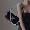 Shopping Bags New women's bag cool girl Butterfly Pearl patent leather armpit Single Shoulder Messenger Bag 220304