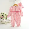 Newborn Baby Girl Rompers Floral Kids Romper Lace Hat Infant Jumpsuit Flower Playsuit Toddler Costume Bowknot Clothes Suit overalls children