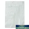 200 Sztuk / partia Multi Rozmiary Plastikowe Zipper Reklosable Clear Package Torba do Akcesoriów Elektronicznych Przechowywanie w / Hang Hole Białe woreczki