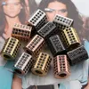 Ny Mode Handgjorda DIY Smycken Charms Rostfritt Stål Micro Pave Jet Zircon Hexagon Bead Charm med hål