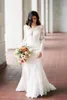Винтажное плюс размер свадебное платье кружевное аппликация Deep V Sece с длинными рукавами длина длина длина спинки свадебные платья Brautkleider Made