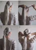 Impresionante sal y pimienta de pimienta de pony pony extensión de plata gris plateado con cabello blanco destacados Ponytail Bun Updo Hairpiece 120g