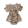 Tute Neonate Neonate Manica corta Pagliaccetto con volant Moda Tuta stampata leopardata Abbigliamento estivo