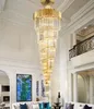 Top Luxury Modern Chandelier For Living Room Gold Long Staircase Light Fixtures Large Hallway Indoor Stair LED Hanging Lamp