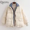 Giacca di jeans taglie forti da donna 2021 Cappotto di pane con cuciture invernali Caldo piumino di cotone Parka Campera Mujer Giacca addensata1