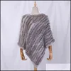 Scarves envolve chapéus, luvas de moda acessórios mulheres real coelho pele xale natural feito malha poncho cachecol outono inverno 211231 Drop entrega