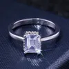 2pcs choucong helt nya smycken 925 Sterling Silver Princess Cut Vit Clear 5A Cubic Zirconia Women Wedding Bridal Ring