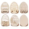 10 stks Natuurlijke Houten Chip Ornamenten Pasen Egg Hanger Party Props Home Decor met gat Scrapbooking Embullishments Kinderen DIY Crafts