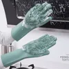 Une paire de gants de nettoyage en caoutchouc de nettoyage en caoutchouc de lavabocole de silicone magique | Lave-vaisselle | Toilettage pour animaux de compagnie Voiture de cheveux | Helper de cuisine isolée 201021