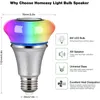 RGB Bluetooth-lampa Musikhögtalare App / Remote Controller E27 8W Trådlös Stereo Audio Hem Hotell Vardagsrum