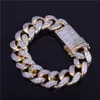 18mm Men Zircon Cuban Link Bracelet Hip Hop Jewelry Gold Thick Heavy Copper Material Iced Out Cz Chain 20'' Hot Top Fashioncm