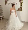 Exquisite Lace Floral Puff Sleeve Wedding Dress 2021 Sweetheart Long Train vestido novia Corset Back Bridal Dress Plus Size