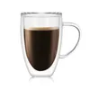 Soffe Tazza da caffè in vetro di alta qualità con manico 250ML 350ml Bicchiere a doppio strato resistente al calore Creativo Tazza per bere tè al latte 201029