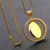 Custom Po picture Iced Out Rotatable Double Side Round Pendant Necklace for Men Women Personalized Memory Picture Hip Hop Jew346A