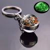 Keychains Glow In The Dark Tiger Keychain Double Side Glass Ball Key Chain Luminous Animal Ring Jewelry Fred22