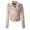 Wyprzedaż damska kurtka ze sztucznej skóry Stud/nit Moto Biker płaszcze z suwakiem Chaqueta Blazer Pu Jaqueta Couro Rock Cuir Femme Casaco1