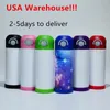 Local Warehouse 12oz Sublimation Kids Water Bottle STRAIGHT Sippy Cups Kids Straw Bottle Flask Stainless Steel Travel Coffee Cup with handle Cover US Stock