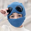 소년 소녀 겨울 모자 야외 방풍 안경 마스크와 겨울 모자 귀 보호 모자 아이 따뜻한 모자 모자 뜨거운 판매
