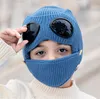 Jungen Mädchen Wintermütze Outdoor Winddichte Brille mit Maske Wintermützen Gehörschutzkappe Kinder Warme Mützen Caps 2898302