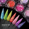 1 caixa brilhante redonda ultratina lantejoulas colorido nail art glitter dicas uv gel 3d decoração unha manicure diy acessórios