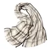 2021 European American versatile black and white stripe knitting warm wool scarf with narrow neck thickening for women i