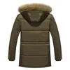 Mäns Down Parkas Trench Coat Mens Overcoat Tjock Varma Parka Men Fleece Fur Hood Winter Jacket Cargo Medium-Long