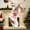Meia de Natal de unicórnio com luz LED desenhos animados unicórnio unicórnio meias para decoração de Natal saco de doces de presente