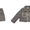 Costume pied-de-poule à manches longues pour filles, 2 pièces, manteau + jupe, nouvelle collection automne hiver, X1019