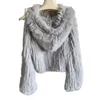 Harppihop knitted Genuine Rabbit fur coat women fashion long rabbit jacket Outwear winter Free 211220