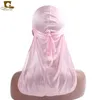 Mäns satin durags långa svansbandana turban peruker män silkeslen durag headwear huvudband pirat hatt hår tillbehör gd1069