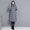 Piumino da donna Parka Leiouna Long Slim Solid Thick Office Lady 2022 Giacca imbottita in cotone invernale Fahsion Versione coreana media Luci22