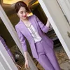 Pantalon deux pièces femme IZICFLY automne hiver violet carrière professionnel pantalon costumes dames bureau affaires Blazer et pantalon ensemble uniforme