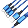 Cabo de carregamento 3 em 1 de 1,2 m Nylon Cabos de carga micro USB tipo C trançados para linha Samsung S10 Xiaomi Huawei