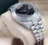 2022 novo 41mm anel externo incrustado fileira média relógio de diamante com relógio mecânico automático sem palavras mostrador masculino Watches227O