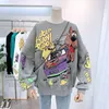 Cartoon Hoodies Frauen Herbst Tops Dünne Art Jumper Hoodie Herbst Winter Korea Mode Faulheit-Stil Mädchen Sweatshirt 220216