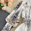 Fashion Runway Casual Holiday Summer Long Dress Women's Short Sleeve Slash neck Tiered Floral Printed Draped Ruffles Spring