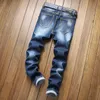 New Arrive Mens Skinny Denim Pants for Youth Autumn Winter Casual Slim Ripped Patchwork Cowboys Trousers Hip Hop Printed Jeans