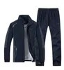 2020 Jesień Zima Dres Mężczyźni Zestaw Dorywczo Z Długim Rękawem Sport Siatek Moda Męskie Dwie Kawałki Zestaw Kurtka + Spodnie Odzież Plus Size